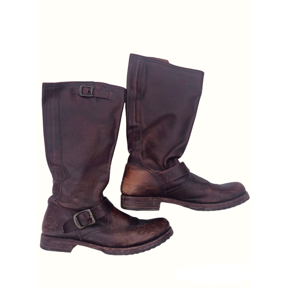 Frye "Veronica" tall brown moto boots (Size 9)